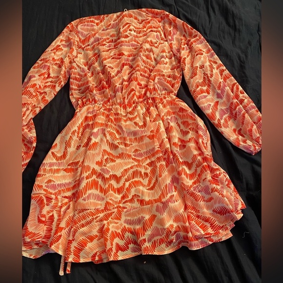 Sincerely Ours Isla Long Sleeve Wrap Dress in Raspberry Kiss Print - Picture 9 of 10